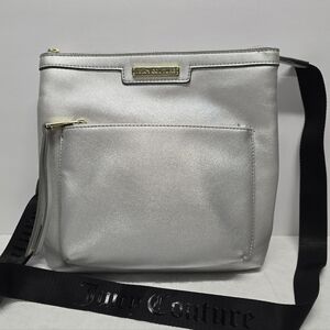 Juicy Couture Silver Vegan Leather Crossbody Bag Casual Party Boho